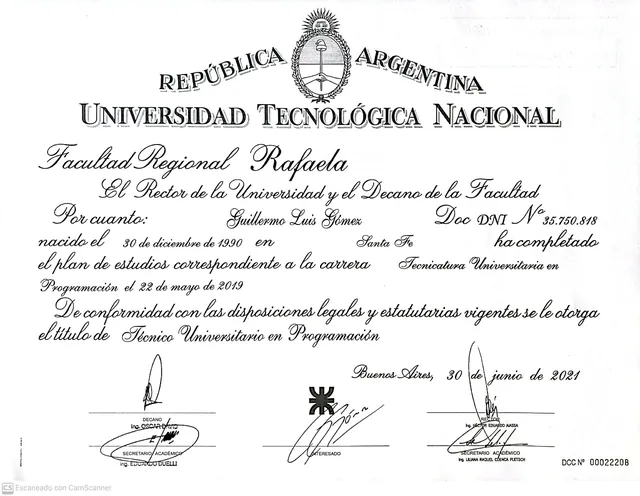 Título de Técnico Universitario en Programación