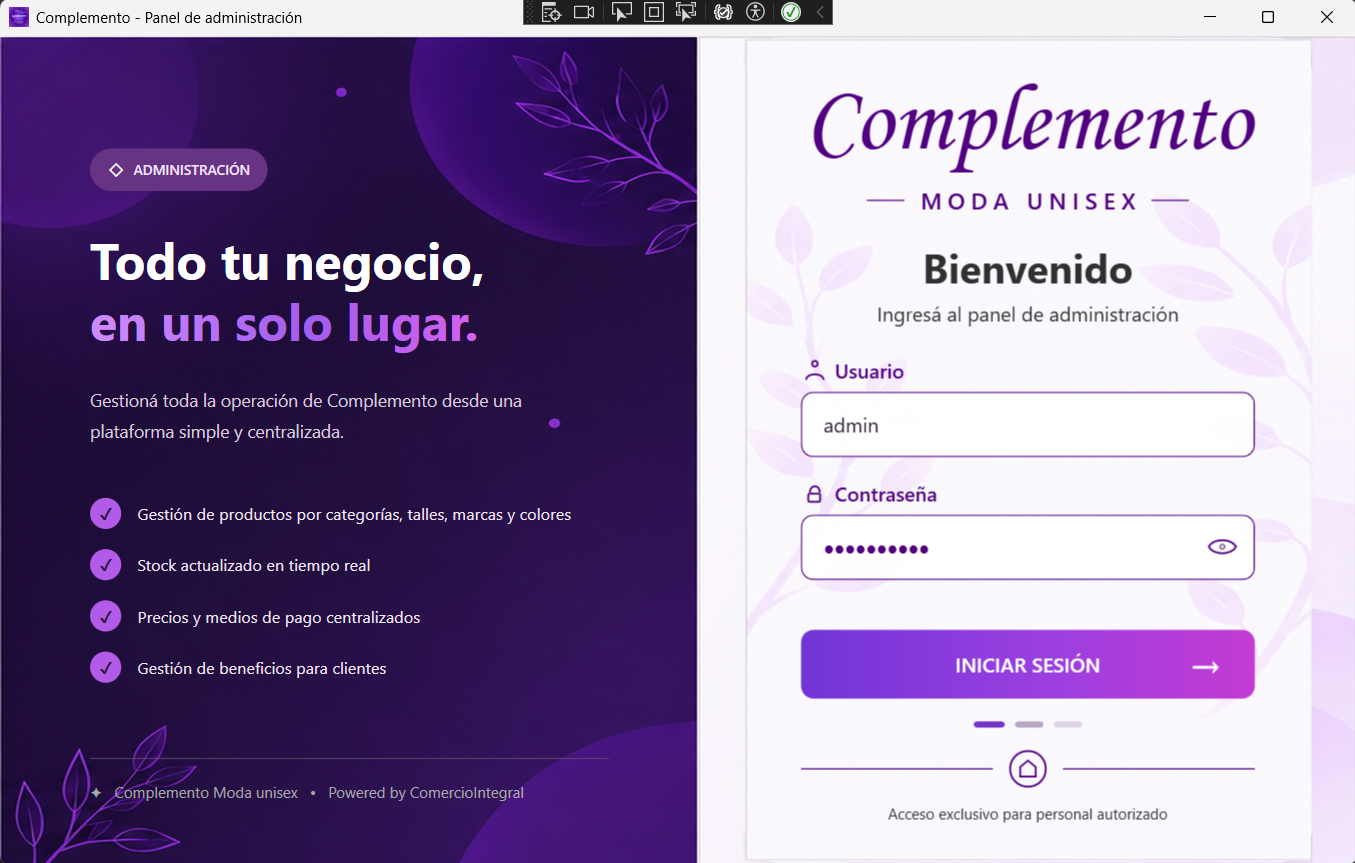 Inicio de sesión de ComercioIntegral
