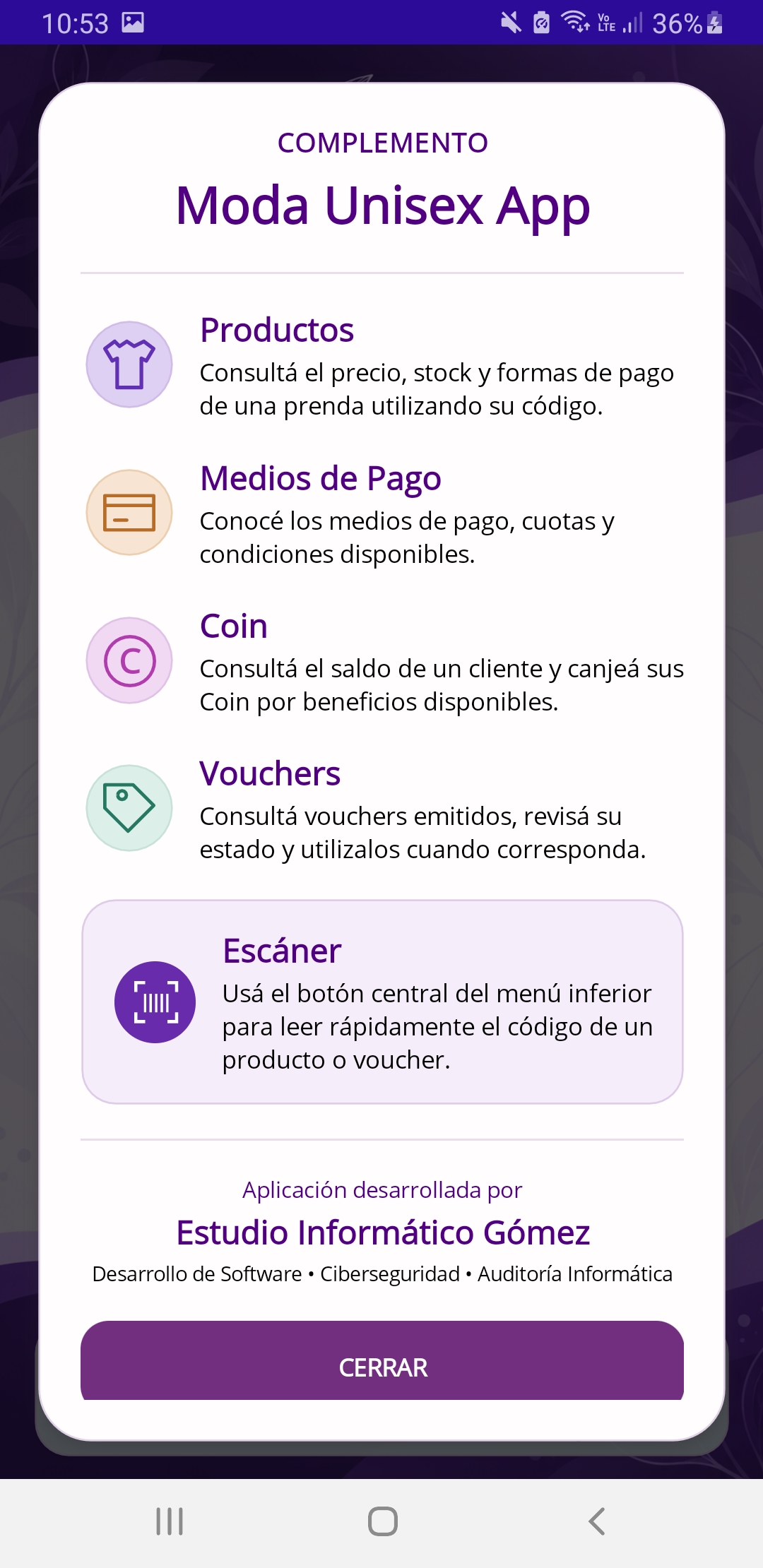 Ayuda de la aplicación de ComercioIntegral